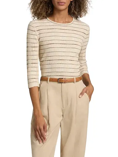 Vince Women's Variegated Plaid Rib-Knit Top | Thumbnail 3
