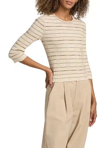 Vince Women's Variegated Plaid Rib-Knit Top | Thumbnail 4