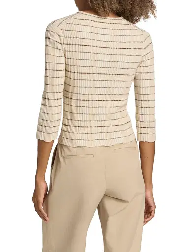Vince Women's Variegated Plaid Rib-Knit Top | Thumbnail 5
