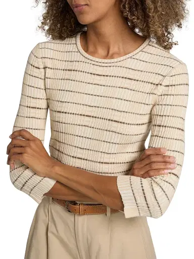 Vince Women's Variegated Plaid Rib-Knit Top | Thumbnail 6
