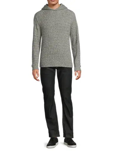 Vince Men's Brushed Waffle-Knit Hoodie - Grey | Thumbnail 2 Vince Men's Brushed Waffle-Knit Hoodie - Grey | Thumbnail 2