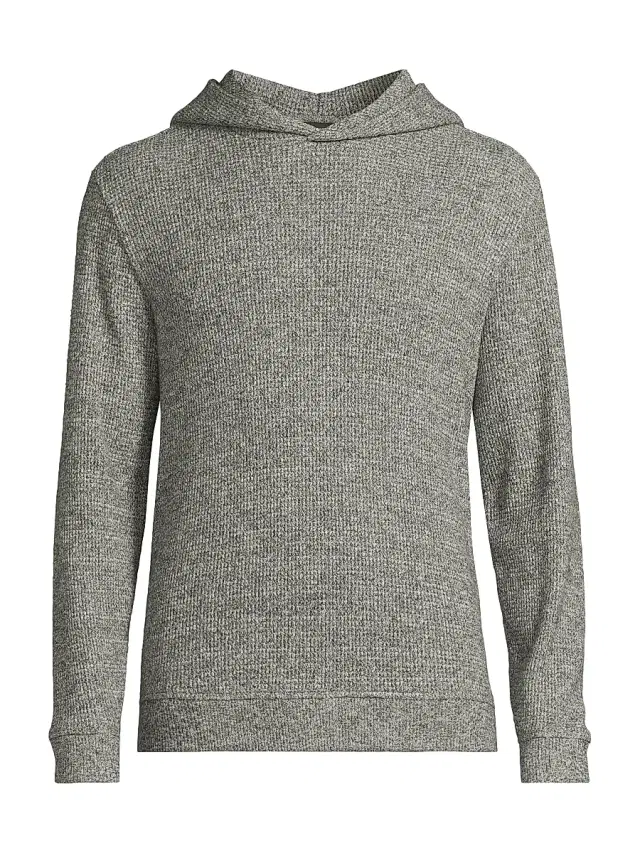Vince Men's Brushed Waffle-Knit Hoodie - Grey
