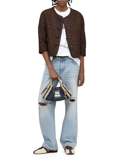 Marc Jacobs Women's Cristina Denim-Suede Satchel - Dark Wash Indigo | Thumbnail 3