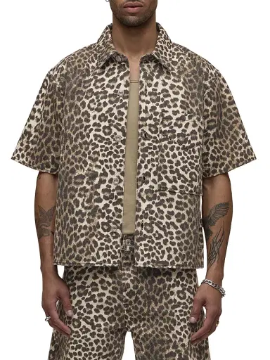 Hudson Jeans Men's Rex Cheetah-Print Denim Shirt - Cheetah - Size XXL | Thumbnail 3 Hudson Jeans Men's Rex Cheetah-Print Denim Shirt - Cheetah - Size XXL | Thumbnail 3