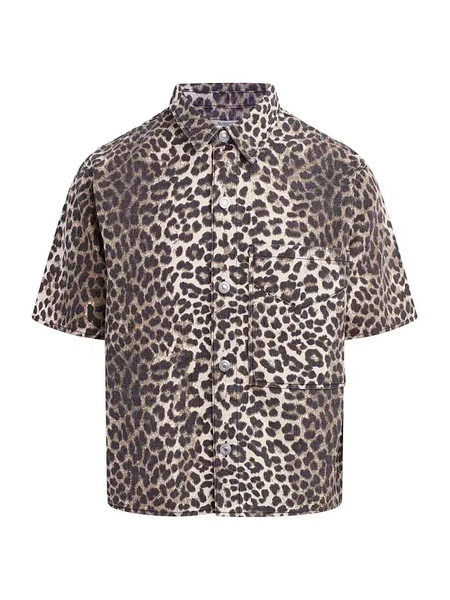 Hudson Jeans Men's Rex Cheetah-Print Denim Shirt - Cheetah - Size XXL