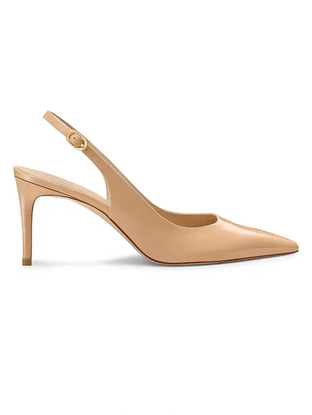 Stuart Weitzman Women's Power 75MM Patent Leather Slingback Pumps - Adobe