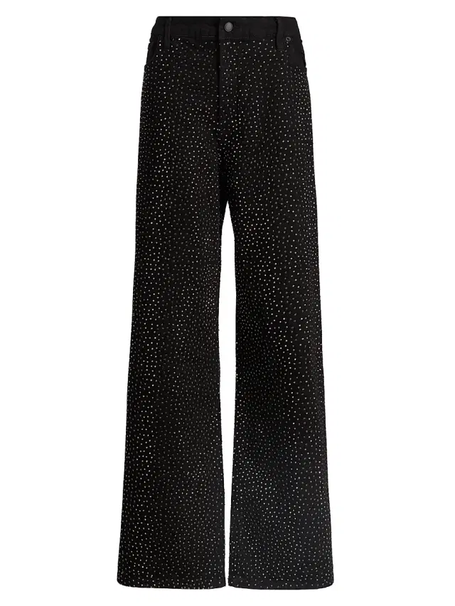 Good American Women's Good Ease Embellished Baggy Jeans - Black