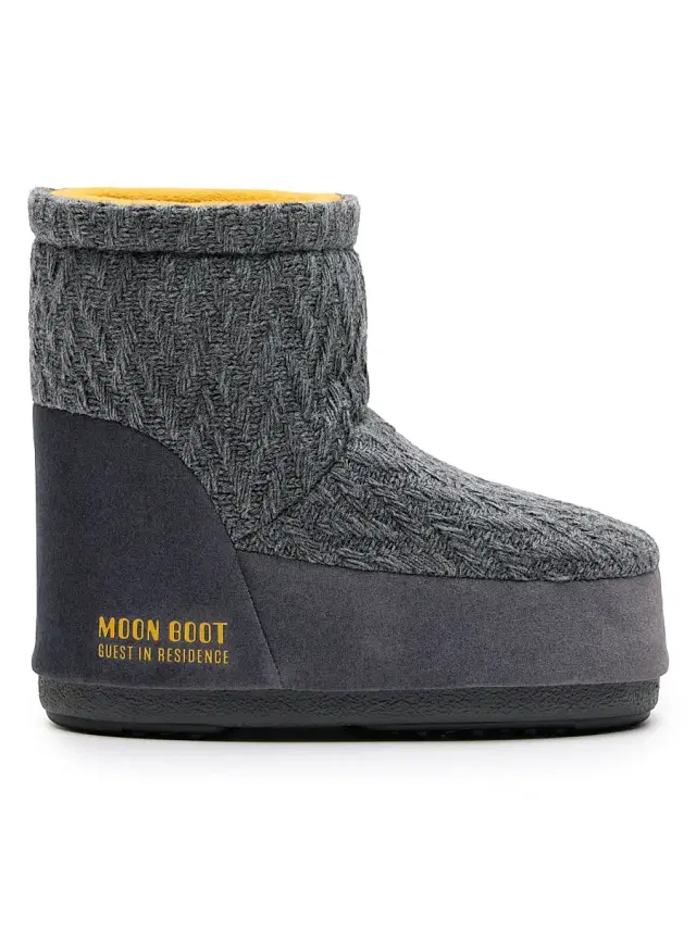 Moon Boot Women's MB x Guest In Residence Icon Low Nolace Suede & Knit Boots - Grey
