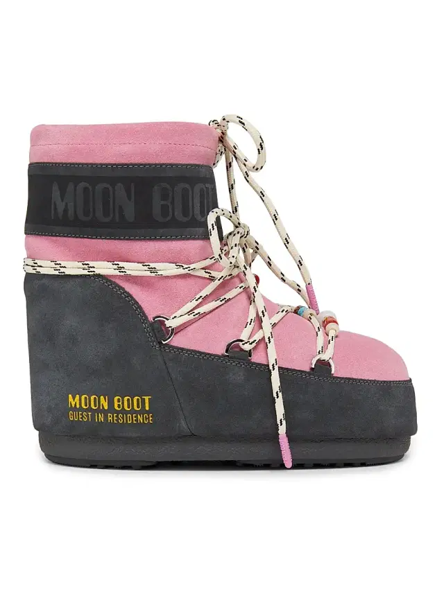 Moon Boot Women's MB x Guest In Residence Icon Low Bead-Embellished Suede Boots - Grey Rose