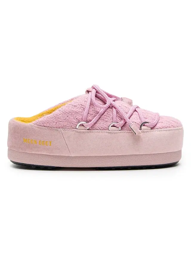 Moon Boot Women's MB x Guest In Residence EVX Chalet Knit & Suede Mules - Rose