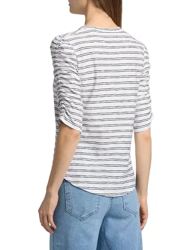 Veronica Beard Women's Waldorf Striped Cotton T-Shirt - Black White - Size XS | Thumbnail 5