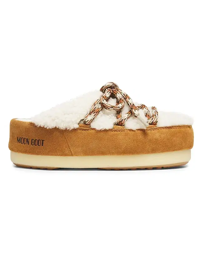 Moon Boot Women's Shearling-Trim Wool & Suede Mules - Whisky Off White