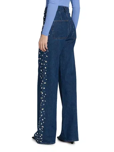 Veronica Beard Women's Kasey Embellished Denim Mid-Rise Wide-Leg Jeans | Thumbnail 5