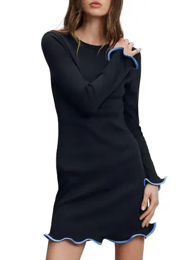 Veronica Beard Women's Baranova Stretch-Cotton Minidress - Navy - Size Large | Thumbnail 2 Veronica Beard Women's Baranova Stretch-Cotton Minidress - Navy - Size Large | Thumbnail 2