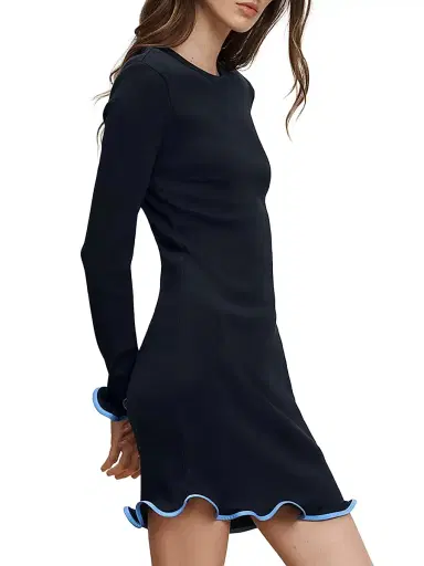 Veronica Beard Women's Baranova Stretch-Cotton Minidress - Navy - Size Large | Thumbnail 3 Veronica Beard Women's Baranova Stretch-Cotton Minidress - Navy - Size Large | Thumbnail 3