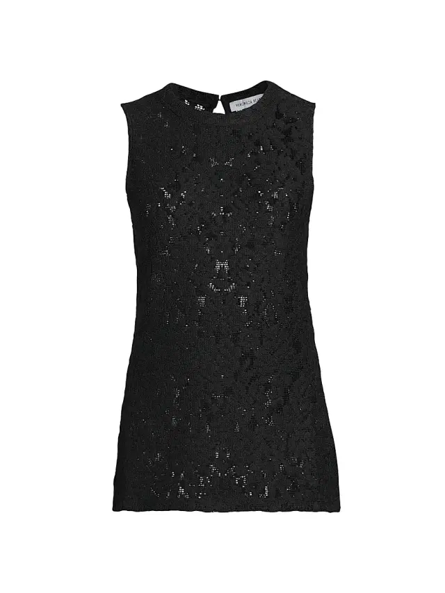 Veronica Beard Women's Serenka Sleeveless Open-Lace Top - Black
