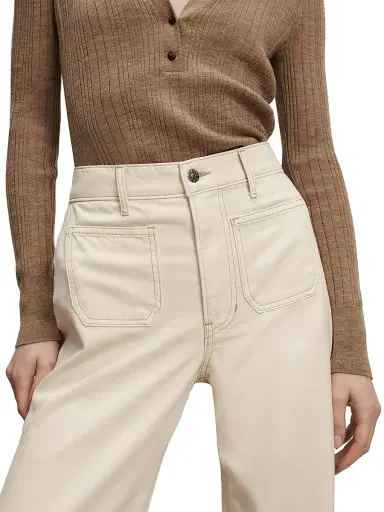 Veronica Beard Women's Kasey Mid-Rise Wide-Leg Jeans - Ecru - Size 30 | Thumbnail 6 Veronica Beard Women's Kasey Mid-Rise Wide-Leg Jeans - Ecru - Size 30 | Thumbnail 6