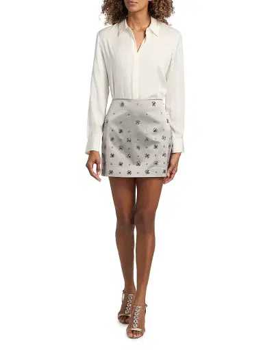 Veronica Beard Women's Olenna Crystal-Embellished A-Line Miniskirt - Silver | Thumbnail 2