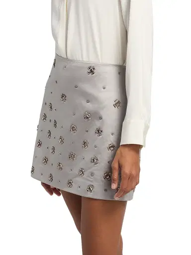 Veronica Beard Women's Olenna Crystal-Embellished A-Line Miniskirt - Silver | Thumbnail 4
