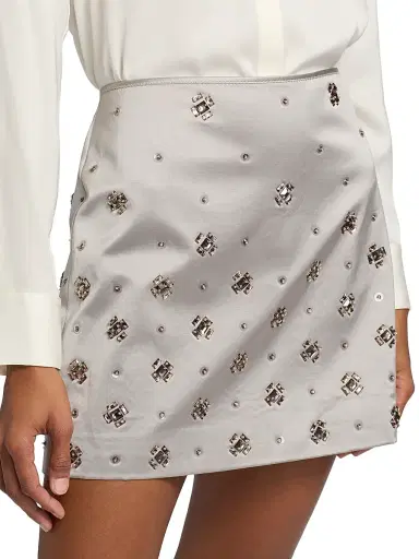 Veronica Beard Women's Olenna Crystal-Embellished A-Line Miniskirt - Silver | Thumbnail 6