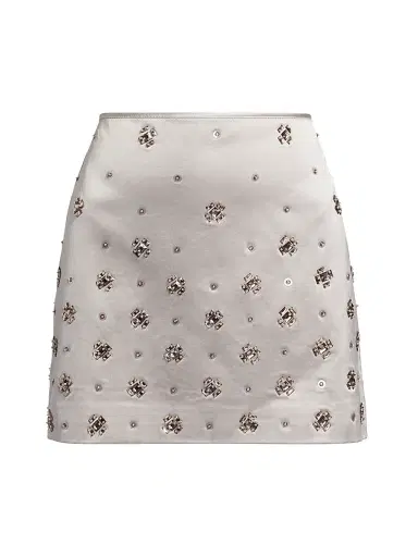 Veronica Beard Women's Olenna Crystal-Embellished A-Line Miniskirt - Silver | Thumbnail 1