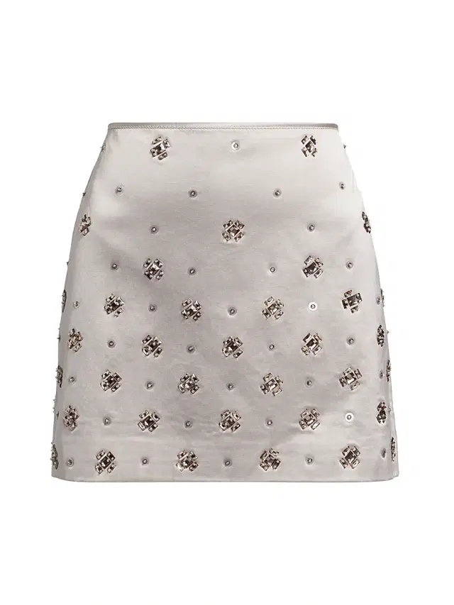 Veronica Beard Women's Olenna Crystal-Embellished A-Line Miniskirt - Silver