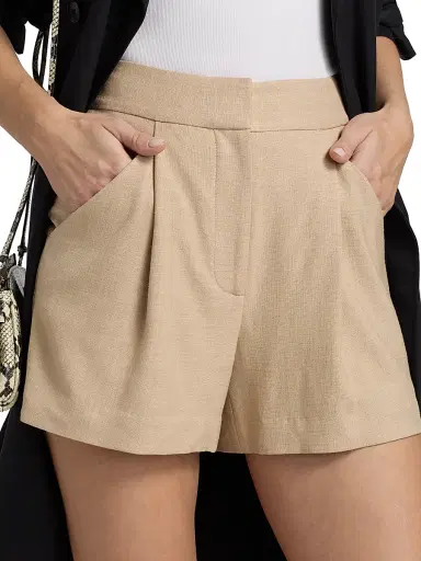Veronica Beard Women's Marbeau Pleated Shorts - Stone Khaki - Size 12 | Thumbnail 6