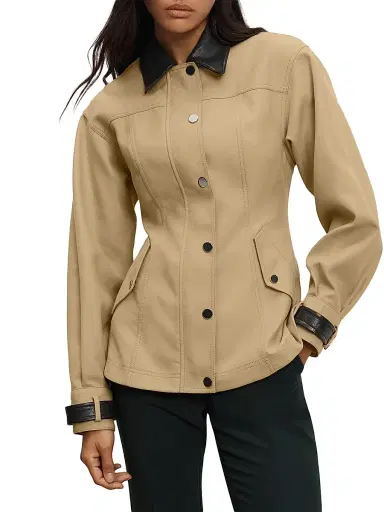 Veronica Beard Women's Talla Cotton Jacket - Sand - Size 8 | Thumbnail 2