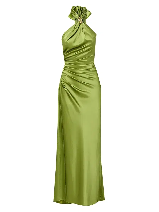 Veronica Beard Women's Izaren Satin Halterneck Gown - Cactus
