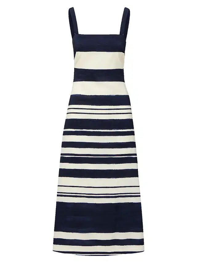 Veronica Beard Women's Ella Striped Midi-Dress - Navy Dove