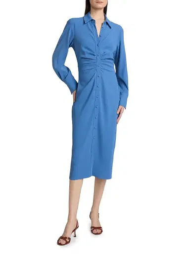 Veronica Beard Women's Loxley Cinched Shirtdress - Blue Coast | Thumbnail 3