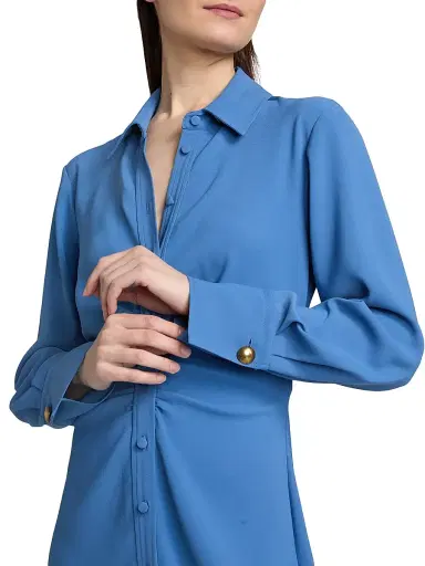 Veronica Beard Women's Loxley Cinched Shirtdress - Blue Coast | Thumbnail 6