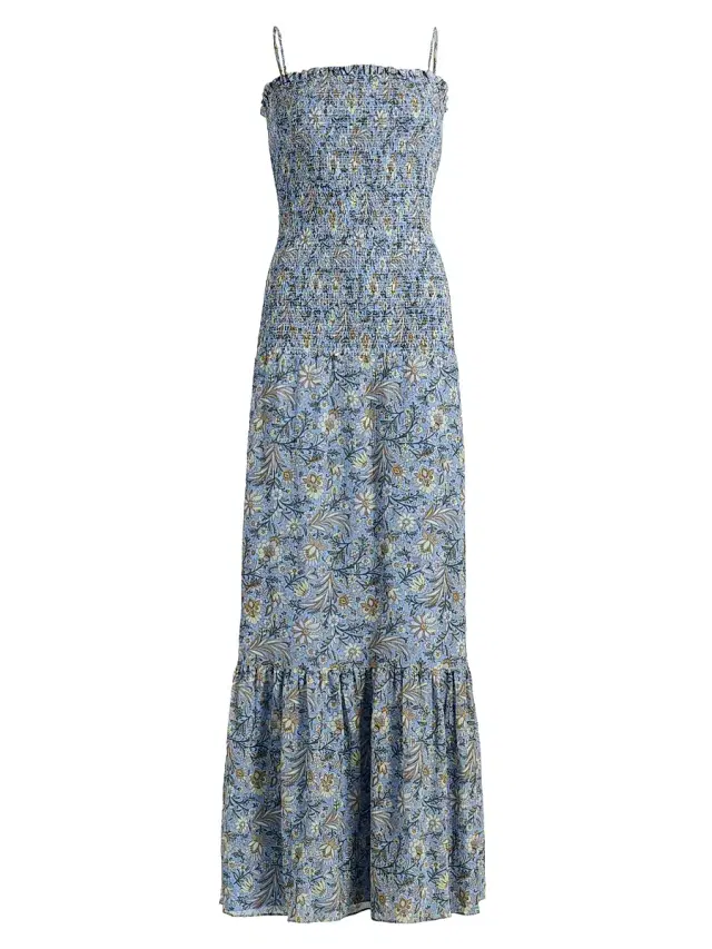Veronica Beard Women's Clem Floral-Print Cotton-Silk Maxi Dress - Blue Jay Multi