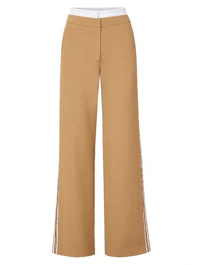 Veronica Beard Women's Eugene Striped Layered Wide-Leg Pants - Khaki