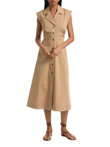 Veronica Beard Women's Orla Cotton-Blend Midi-Shirtdress - Khaki - Size 8 | Thumbnail 2