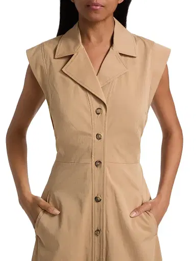 Veronica Beard Women's Orla Cotton-Blend Midi-Shirtdress - Khaki - Size 8 | Thumbnail 6