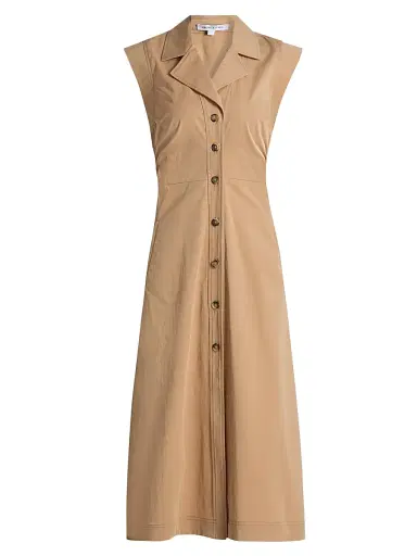 Veronica Beard Women's Orla Cotton-Blend Midi-Shirtdress - Khaki - Size 8 | Thumbnail 1