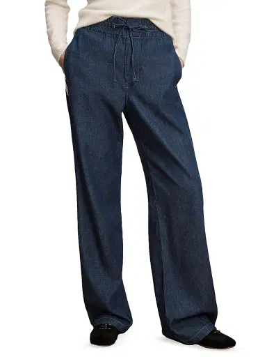 Veronica Beard Women's Taylor High-Rise Wide-Leg Pants - Indigo Rinse | Thumbnail 3