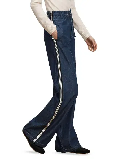 Veronica Beard Women's Taylor High-Rise Wide-Leg Pants - Indigo Rinse | Thumbnail 4