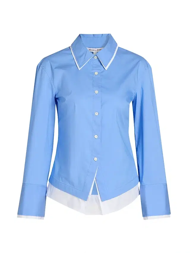 Veronica Beard Women's Bonnie Layered Button-Front Shirt - Cadet