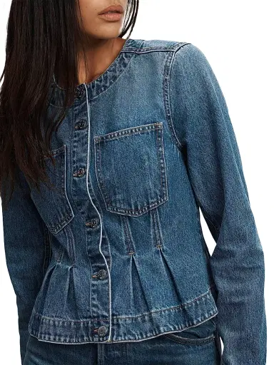 Veronica Beard Women's Zahara Denim Peplum Jacket | Thumbnail 3 Veronica Beard Women's Zahara Denim Peplum Jacket | Thumbnail 3