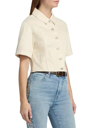 Veronica Beard Women's Malcom Slub Denim Short-Sleeve Jacket - Ecru | Thumbnail 4 Veronica Beard Women's Malcom Slub Denim Short-Sleeve Jacket - Ecru | Thumbnail 4