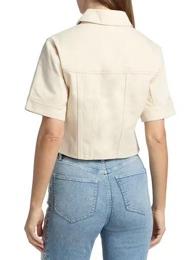 Veronica Beard Women's Malcom Slub Denim Short-Sleeve Jacket - Ecru | Thumbnail 5 Veronica Beard Women's Malcom Slub Denim Short-Sleeve Jacket - Ecru | Thumbnail 5