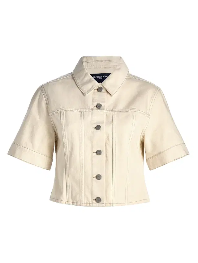 Veronica Beard Women's Malcom Slub Denim Short-Sleeve Jacket - Ecru