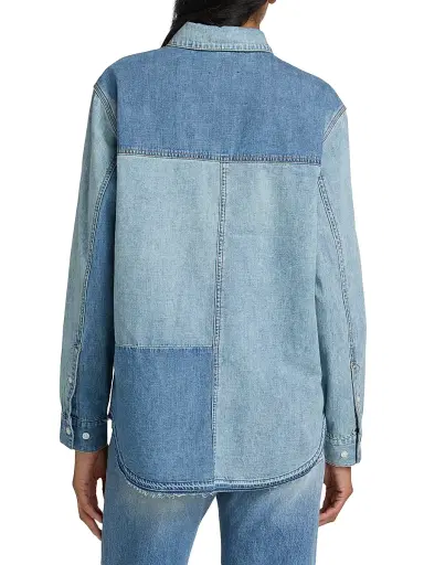Veronica Beard Women's Dalma Colorblocked Denim Shirt | Thumbnail 5 Veronica Beard Women's Dalma Colorblocked Denim Shirt | Thumbnail 5