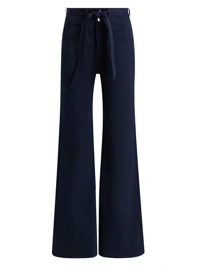 Veronica Beard Women's Rosanna Corset Wide-Leg Pants - Navy
