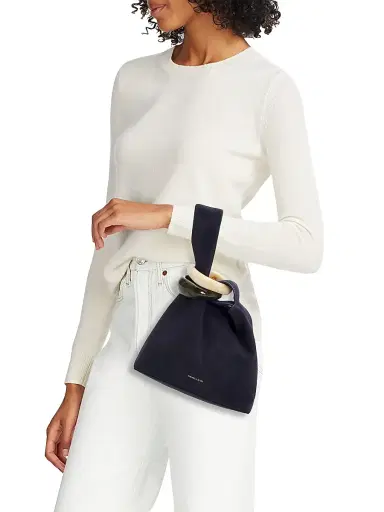 Veronica Beard Women's Swing Suede Top Handle Bag - Navy | Thumbnail 2 Veronica Beard Women's Swing Suede Top Handle Bag - Navy | Thumbnail 2