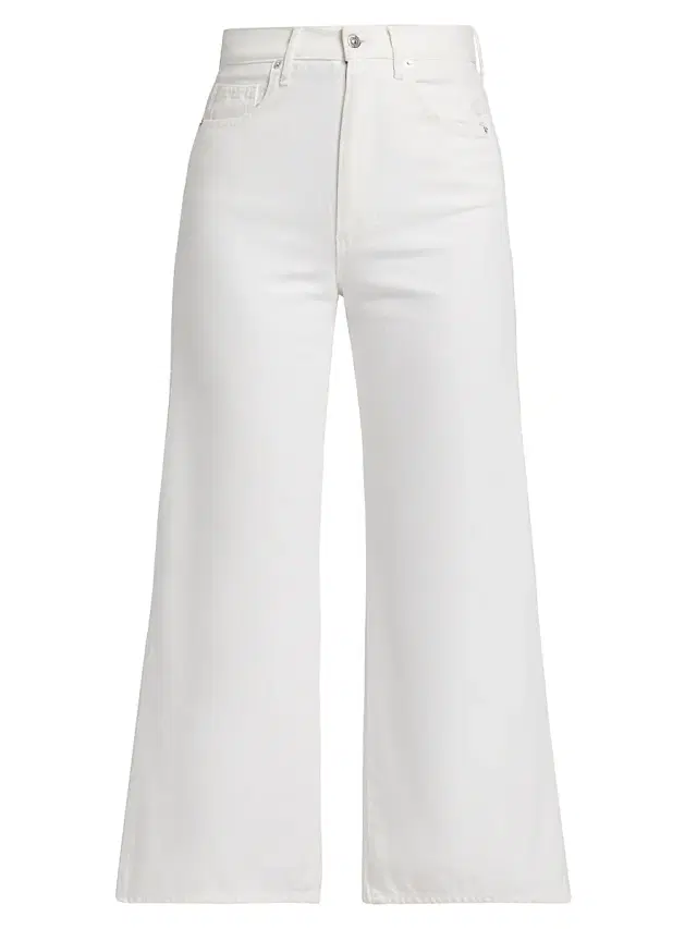 Women's Taylor Stretch Cotton-Blend Wide-Leg Crop Jeans - White
