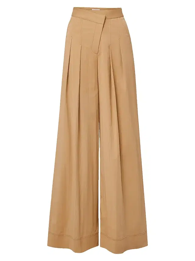 Veronica Beard Women's Heron Pleated Wide-Leg Pants - Khaki