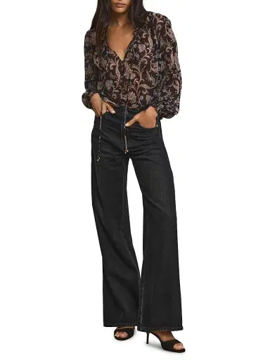 Veronica Beard Women's Kasey Mid-Rise Wide-Leg Jeans | Thumbnail 2